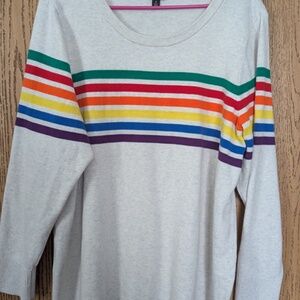 Oatmeal Rainbow Stripe Pullover Sweater